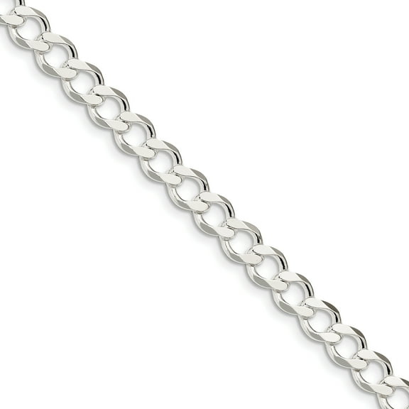 Primal Silver Sterling Silver 8.1mm Polished Flat Curb Chain Bracelet