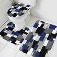 thumbnail image 4 of Modern Abstract Art Bathroom Rugs Set Navy Gray Black Rectangular Geometric Non Slip Absorbent Soft Bath Mats 3 Piece Set with Bathroom Rug, U-Shaped Floor Mat, Toilet Seat Cover Small Size, 4 of 9