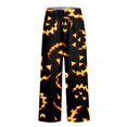 Halloween Womens Linen Casual Capri Pants Cropped Wide Leg Lounge Pant