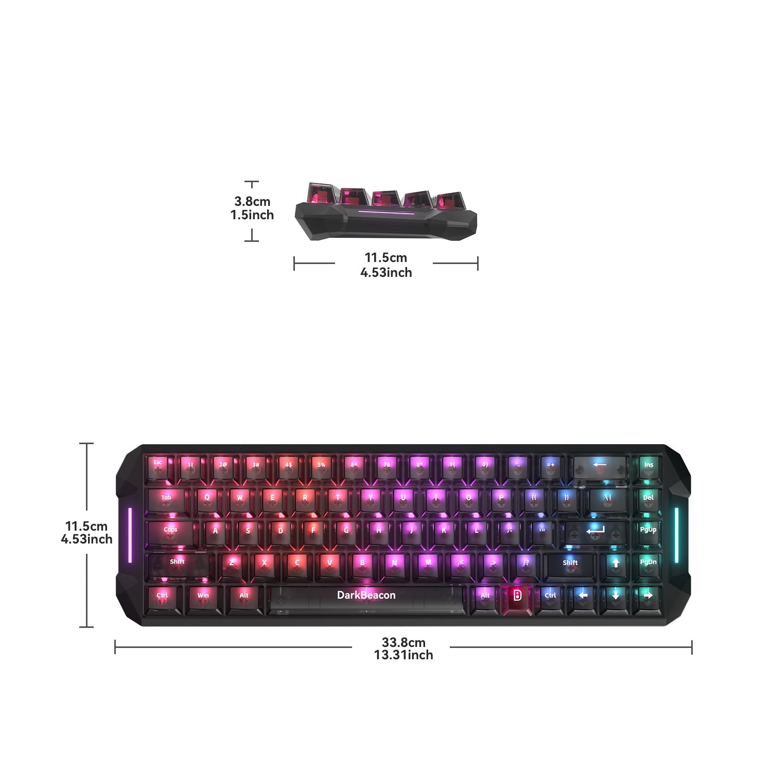 DarkBeacon Gaming Keyboard, 68 Keys Mechanical Keyboard with Hall Effect Magnetic Switch, RGB Backlit, 65 percent Wired Keyboard for PC Gamer