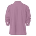 thumbnail image 5 of Qwertyu Cotton Linen Shirts for Men Long Sleeve Button Down Shirts Summer Beach Shirts Loose Fit Casual Shirts Vacation Tops Pink L, 5 of 6
