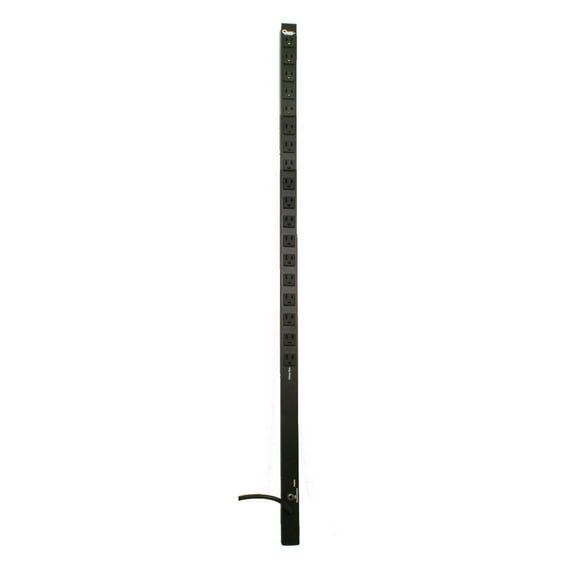 4' PDU, 18 Front 120V/15A Outlets with 15' Cord, Aluminium, Black