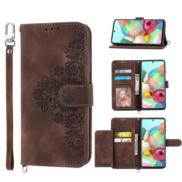 Funda de piel sintética estilo empresarial para Samsung A03s 166 con tarjetero Lenyard