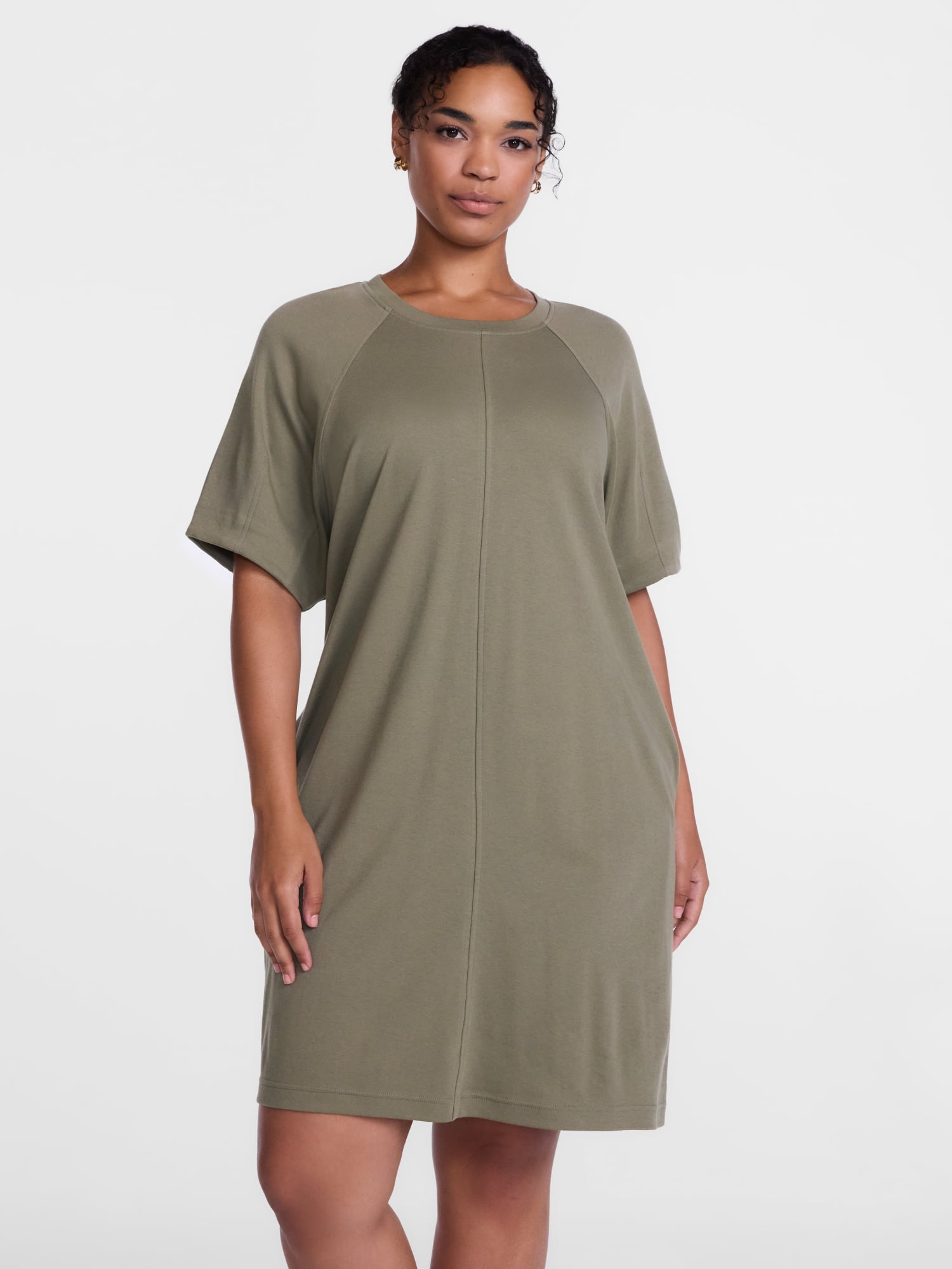 Scenario Women's and Women's Plus Mini Dress with Short Raglan Sleeves, Sizes XS-4X