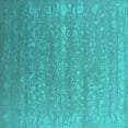 thumbnail image 1 of Ahgly Company Machine Washable Indoor Square Oriental Turquoise Blue Industrial Area Rugs, 8' Square, 1 of 4