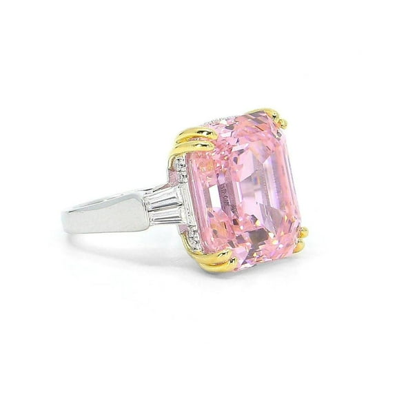 Dare to be Different with TheJewelryHut Designer Antique Retro Style Asscher Shape Pink Crystalline Silver Ring