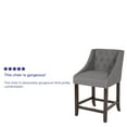 thumbnail image 4 of Flash Furniture Carmel Series 24" High Transitional Tufted Walnut Counter Height Stool with Accent Nail Trim in Dark Gray Fabric, 4 of 12