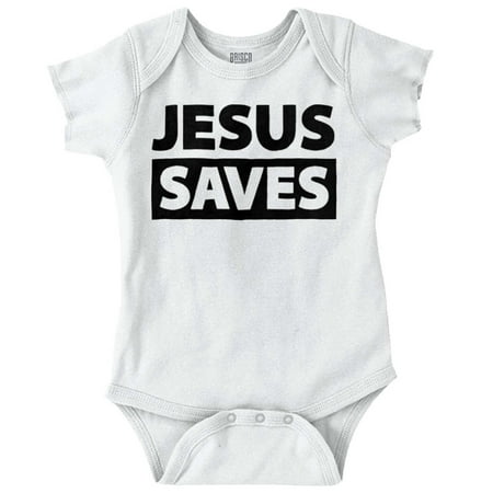 

Jesus Saves Christian Religious Newborn Baby Boy Girl Romper Brisco Brands