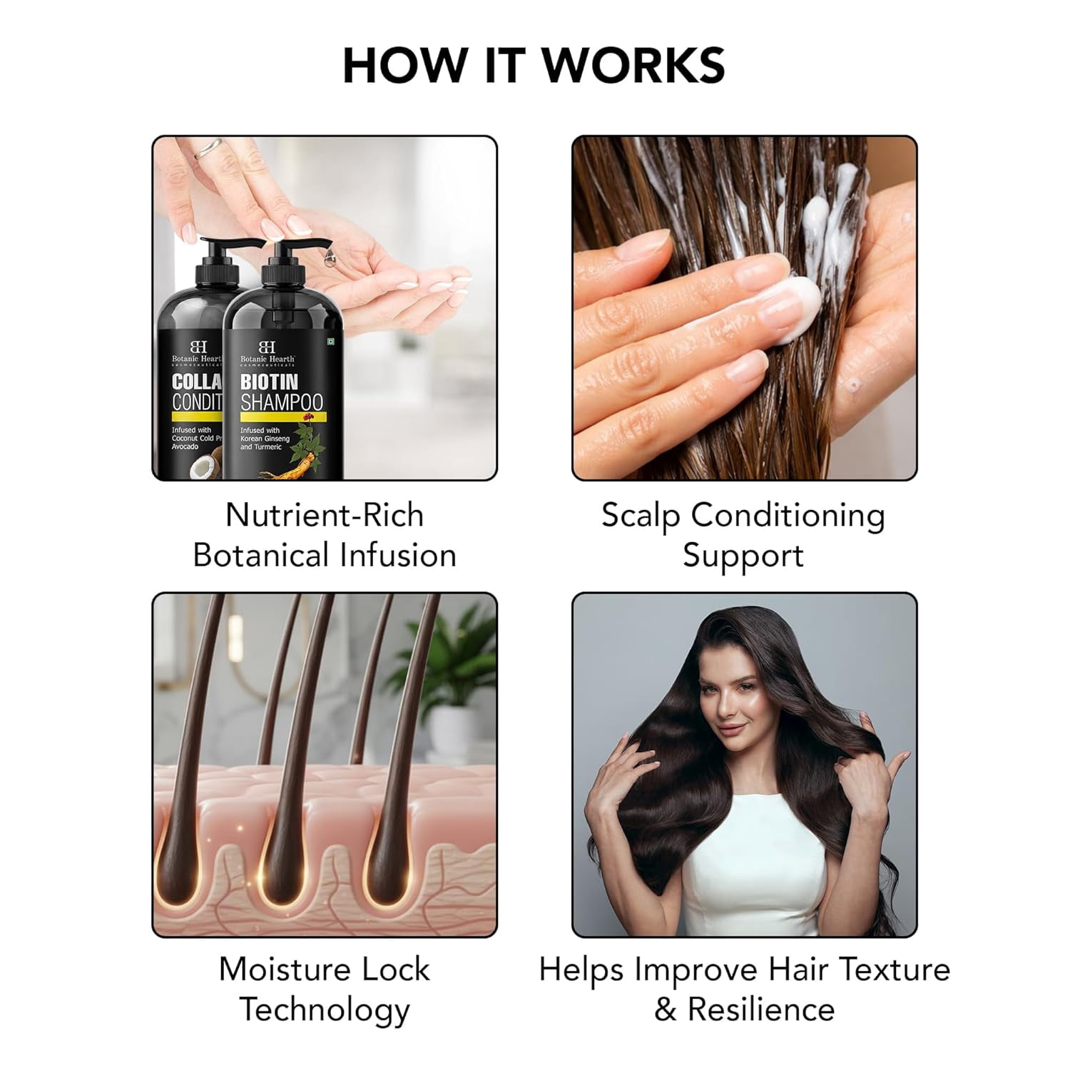 Botanic Hearth Biotin Shampoo & Collagen Conditioner Set | With Korean Ginseng, Turmeric, Coconut & Avocado Oils | Sulfate & Paraben Free Hair Care | For Men & Women | 16 fl oz Each