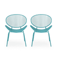 thumbnail image 5 of Tcbosik Set of 2 Metal Chairs for Indoor & Outdoor, Heavy Duty Lounge Chair, Armless Chair for Living Room, Garden, Balcony, Backyard, Teal, 5 of 10