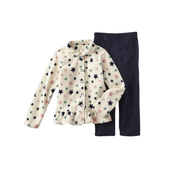 Infant & Toddler Girls Outfit White Fleece Star Print Shirt & Blue Pants 18m