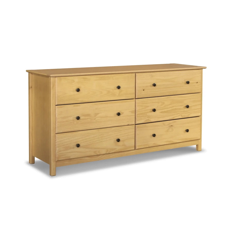 Grain Wood Furniture Shaker 6 Drawer Dresser Solid Pine Wood Natural