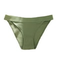 thumbnail image 2 of opvise Low-rise Elastic Waistband Seamless Female Briefs Soft Solid Color Ribbed Cotton Panties Green L, 2 of 8
