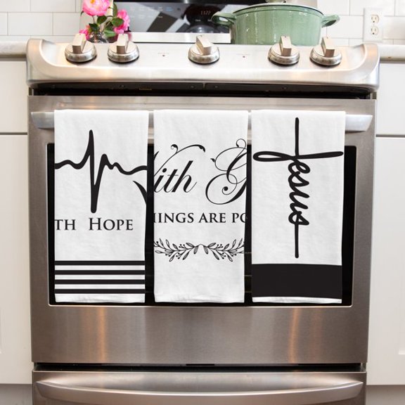 MDK Creative Gifts 3-Piece-Count Set White Flour Sack Dish Towels