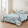 thumbnail image 2 of Twin Quilt Set 68''x86'', Blue Coastal Lightweight Summer Bedspread Coverlet Set with 2 Pillow Shams, Beach Nautical Anchor Starfish Botanical Breathable All Season Quilt Bedding for Dorm/Bedroom, 2 of 9