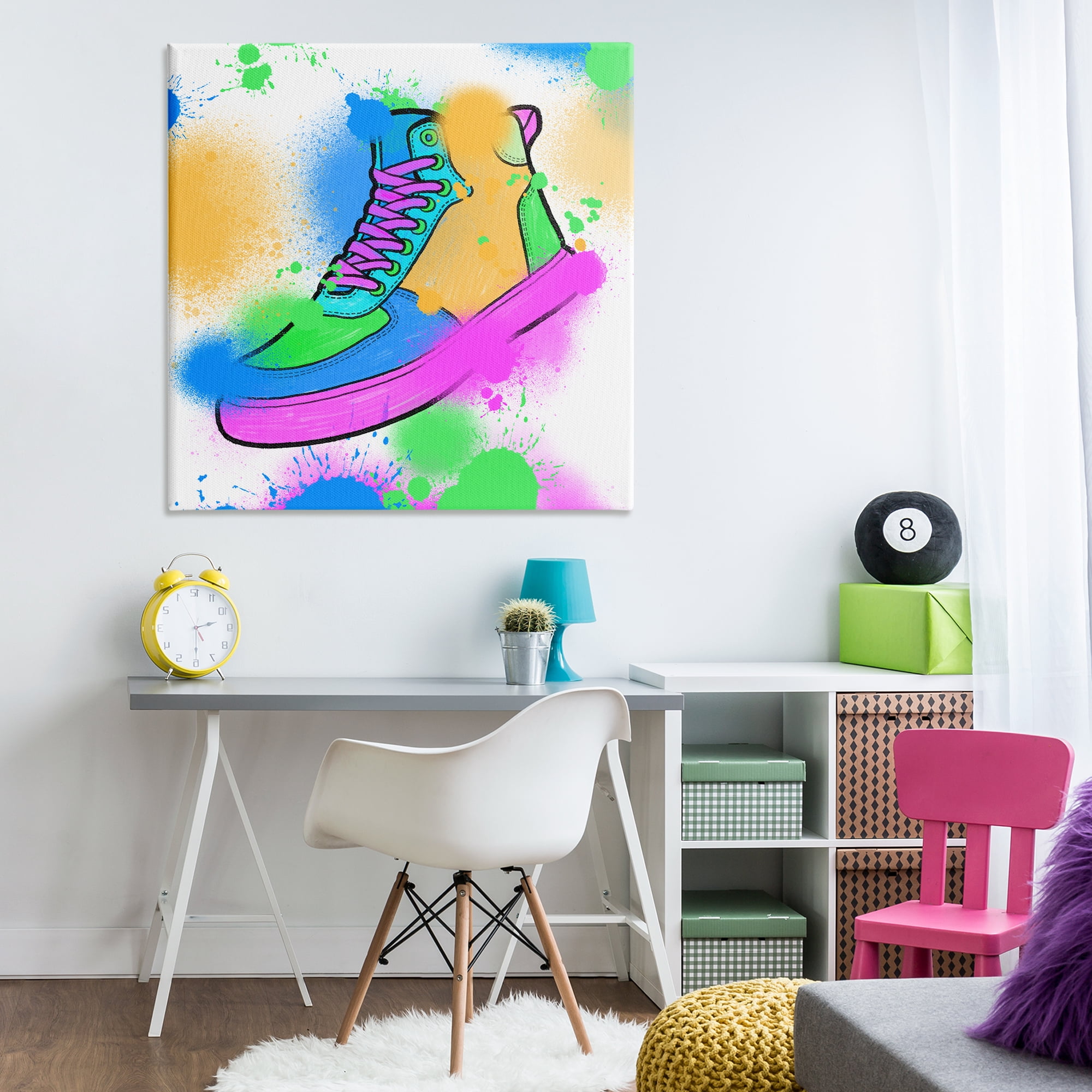 Stupell Industries Splattered Cool Sneakers Entertainment Painting Wrapped Canvas Art Print Wall Art, 36 x 36