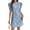 Light Blue, variant on Women's Round Neck Puff Short Sleeve Mini Dress 95% Polyester 5% Spandex Lightweight Easy Care Everyday Party Dress
