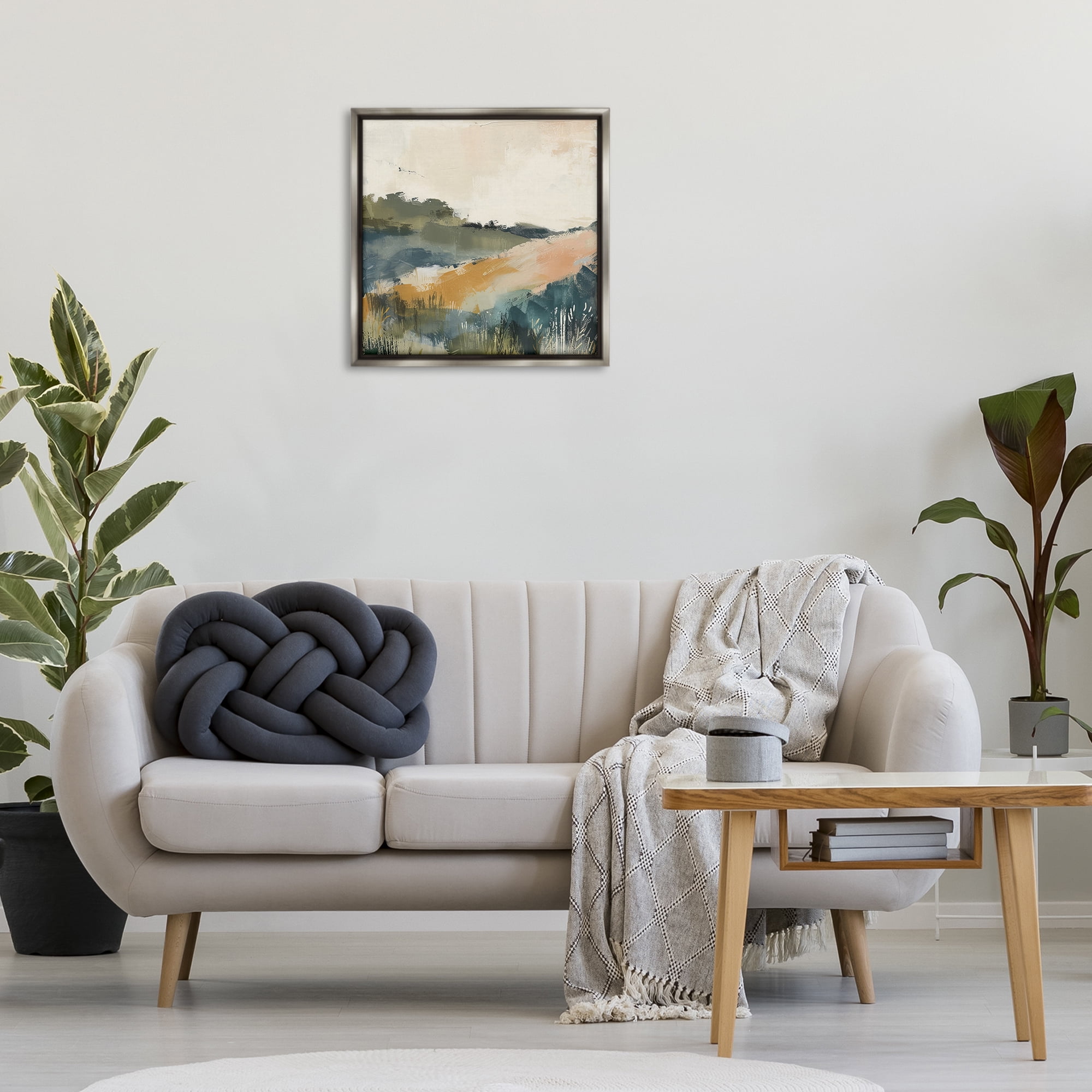 Stupell Industries Abstract Nature Hills Landscape & Nature Painting Gray Floater Framed Canvas Art Print Wall Art, 25 x 25