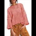thumbnail image 1 of Suéteres Cortos de Punto para Mujer, de Gran Tamaño, con Mangas 3/4 y Cuello Redondo, Informales, para Otoño. Sandía Roja XL, 1 of 6