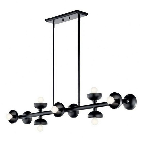 10 Light Linear Chandelier in Modern Style-6.5 inches Tall and 6.5 inches Wide-Black Finish Bailey Street Home 147-Bel-5180081