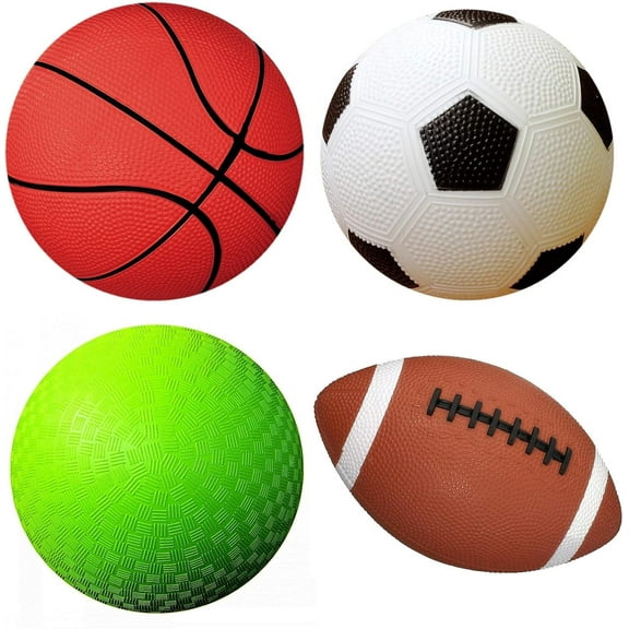 AppleRound Pack of Sports Balls with 1 Pump for Toddlers and Kids Basketball, Soccer Ball, Playground Ball,