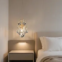 GMizon 9-inch light luxury modern crystal chandelier, 1-head bedside chandelier, study and dining room lighting fixtures (gold)