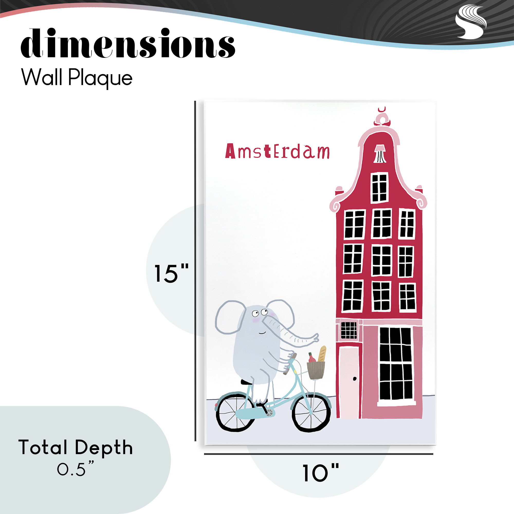 Elephant & Amsterdam Building Wall Plaque Art, design by Carla Daly