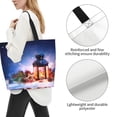 thumbnail image 4 of Bingfone Canvas Tote Bag for Women with Inner Pocket Aesthetic Cute Shopping Tote Bags Reusable Grocery Bags-Lantern On Snow With Christmas, 4 of 9