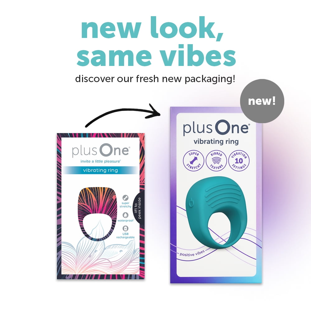 plusOne Vibrating Ring Soft Touch Silicone Massager, 5 Vibration Settings, Teal Color, Waterproof