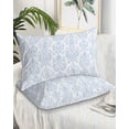 thumbnail image 2 of Blue Boho Floral Pillow Covers Standard Size 2 Pack, Farmhouse Middle Century Flowers Soft Bed Throw Pillowcases Breathable Cooling Long Lumbar Body Pillow Sham Cover for Bed Sofa 20''x26'', 2 of 7