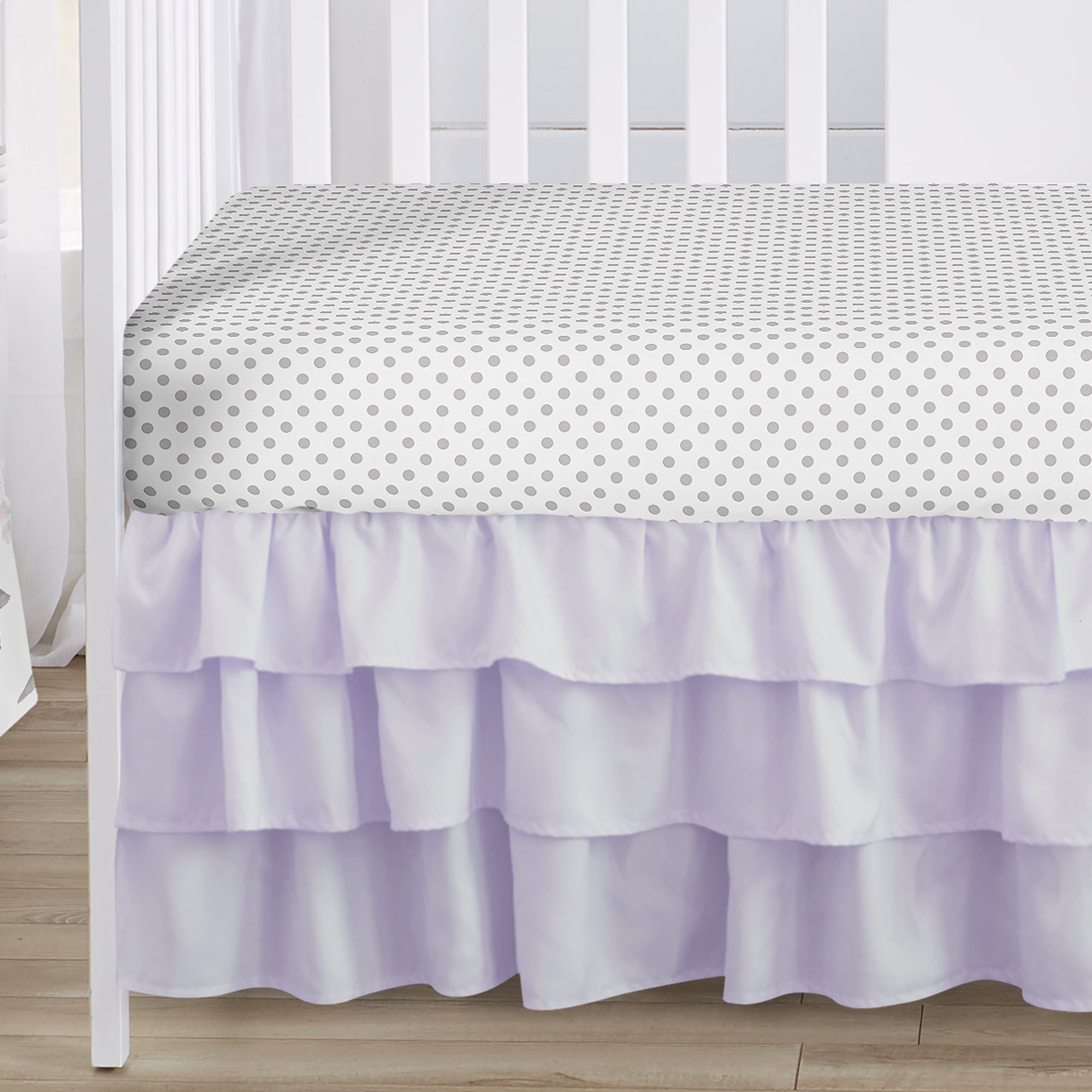 Sweet Jojo Designs Watercolor Floral Purple Pink Grey 5 Piece Crib Bedding Set