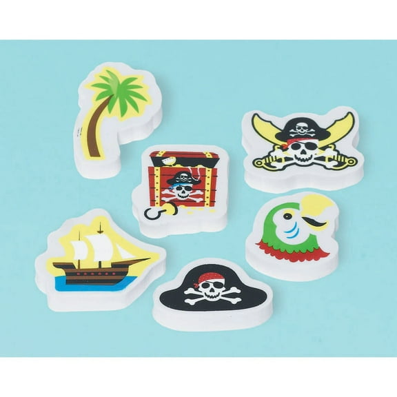 Pirate Party Skull Crossbones Caribbean Birthday Party Favor Mini Erasers