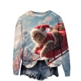 thumbnail image 2 of Women's Fashion Christmas Printed Long Sleeve Loose Round Neck Sweatshirt Top, Holiday Themed Fall Winter Wear with Comfort Fit and Soft Material for Daily Use,Light Blue,S, 2 of 6