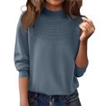 thumbnail image 2 of Sweaters for Women Knitted Crew Neck Long Sleeve Comfy Sweater Casual Trendy Dressy Wear Tops Outdoor Fall Pullover Dark Gray 2XL, 2 of 6