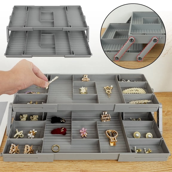 Two Layer Foldable Drawer Organizer Expandable Table Storage Rack For Cosmetic Jewelry Efficient Home Textile Organization