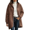 thumbnail image 3 of Plus Size Women's Oversized Loose Fit Zip Up Hooded Hoodie Coat Mid Length Jacket with Pockets Comfy Soft Cozy Casual Daily Wear Outerwear | CSEONE,Coffee 2XL, 3 of 9