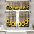 thumbnail image 1 of Sunflowers Wooden Board Kitchen Curtains Yellow Flower Window Curtains and Valances Set 36 Inch, Summer Short Tier Curtain for Kitchen, Rustic Vintage Small Kitchen Decor, 1 of 5