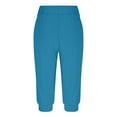 thumbnail image 3 of Plus Size Capris with Pocket in Clearance Womens Capris Jogger Pants Elastic Waist Solid Stretchy Sweatpant Casual Comfy Athletic Pant with Pockets Women Sweatpants New Blue XL, 3 of 6