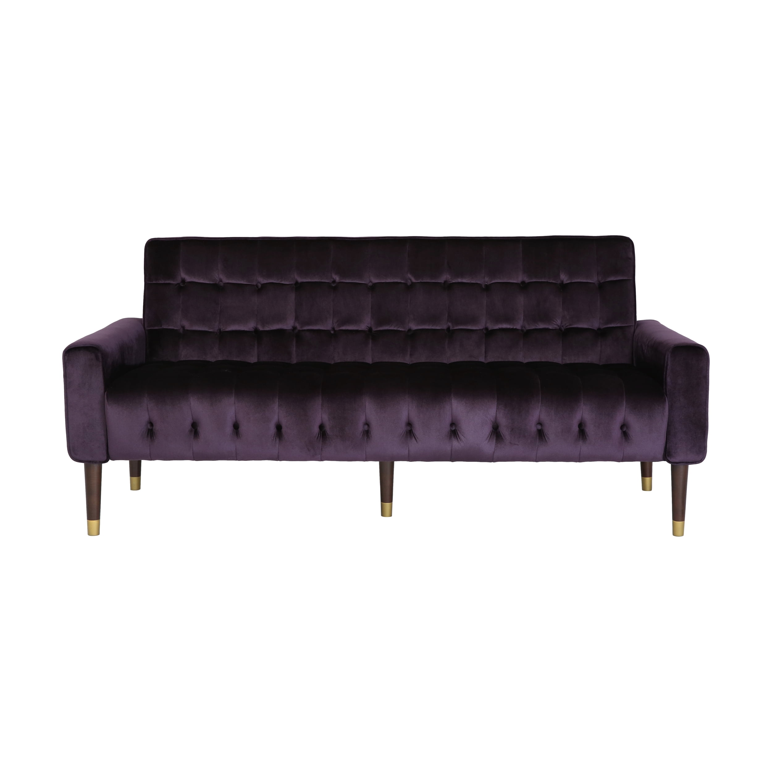 Noble House Gracelynn Tufted Velvet Sofa, Blackberry