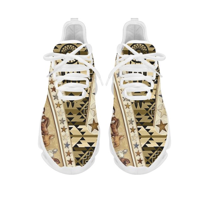 Zapatillas deportivas americanas étnicas tribales aztecas estampadas antideslizantes para exteriores con cordones, calzado de moda , zapatillas clásicas para correr, regalo DIY