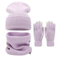 thumbnail image 1 of Winter Warm Hat Set for Big Head Circumference Solid Color Face Show Small Hat Neck Glove Three Piece Outdoor Accessories, 1 of 6