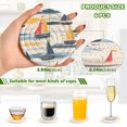 thumbnail image 2 of Yayeee 6 PCS Drink Coasters with Holder Set Woven Absorbent Round Tabletop Hot Pad, Orange Hand Drawn Sailboats, 2 of 7
