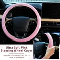 thumbnail image 5 of 10 PCS Car Accessories Leather Steering Wheel Cover Set, Car Steering Wheel Cover for Women with Seat Belt Pads Cup Holders Start Button, Pink, 5 of 7
