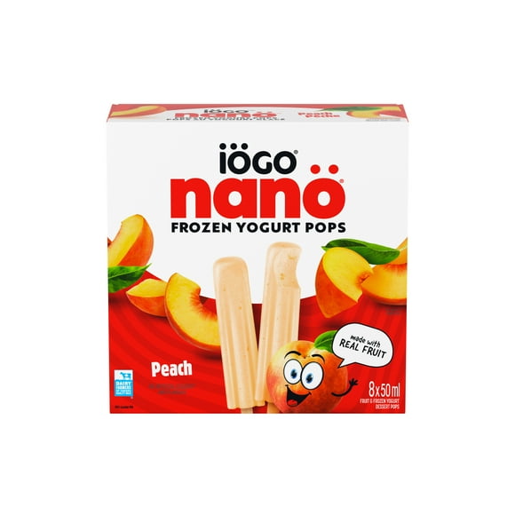 Nano Frozen Yogurt Pops, Peach, Real Fruit And Dairy, 50 Calories Per Pop, Individually Wrapped, No Artificial Flavours Or Colours, COR Kosher Certified, 400 mL