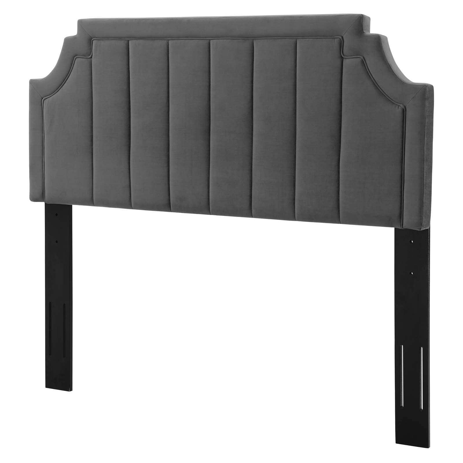 Tufted Headboard, Twin Size, Velvet, Dark Grey Gray, Modern