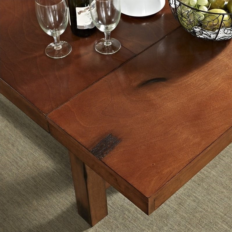 Pemberly Row Drop Leaf Trestle Wood Dining Table In Dark Oak