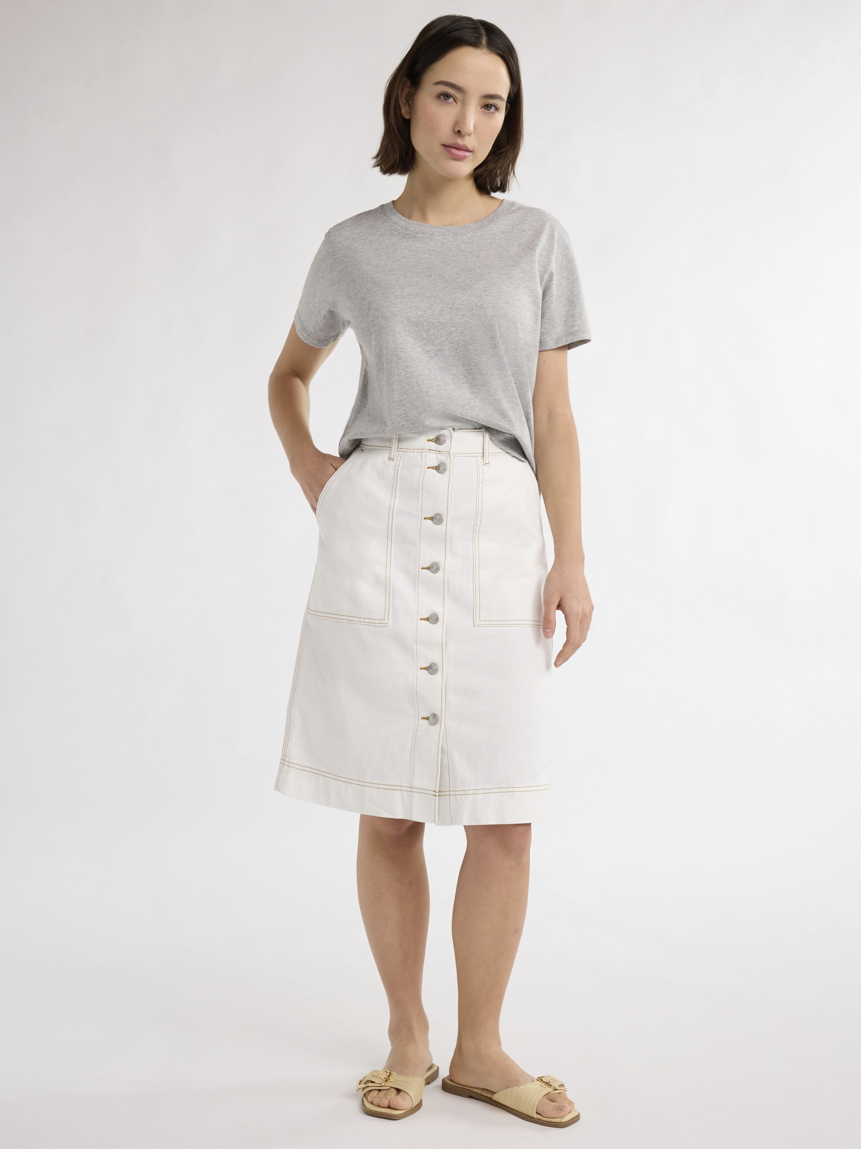 Free Assembly Women's and Women's Plus Cotton Cropped Boxy Tee with Short Sleeves, Sizes XS-4X