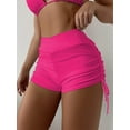 thumbnail image 6 of Women's V Cross High Waisted Swim Shorts Ruched Side Tie Boy Shorts Swimsuit Bottoms with Liner, 6 of 6