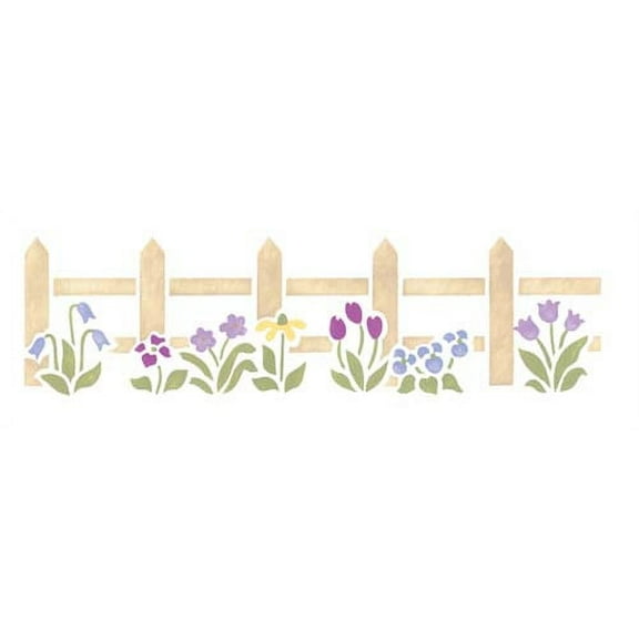 Picket Fence with Flowers Wall Stencil SKU #1590 by Designer Stencils