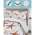 thumbnail image 3 of Twin Quilt Bedding Set, Ocean Red Starfish Reversible Summer Quilt 3 Pieces, Summer Coastal Beach Lightweight Bedspreads Coverlets with 2 Pillow Shams for All Seasons, 3 of 5